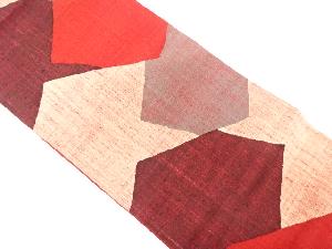 手織り真綿紬 幾何学模様織り出し 袋帯